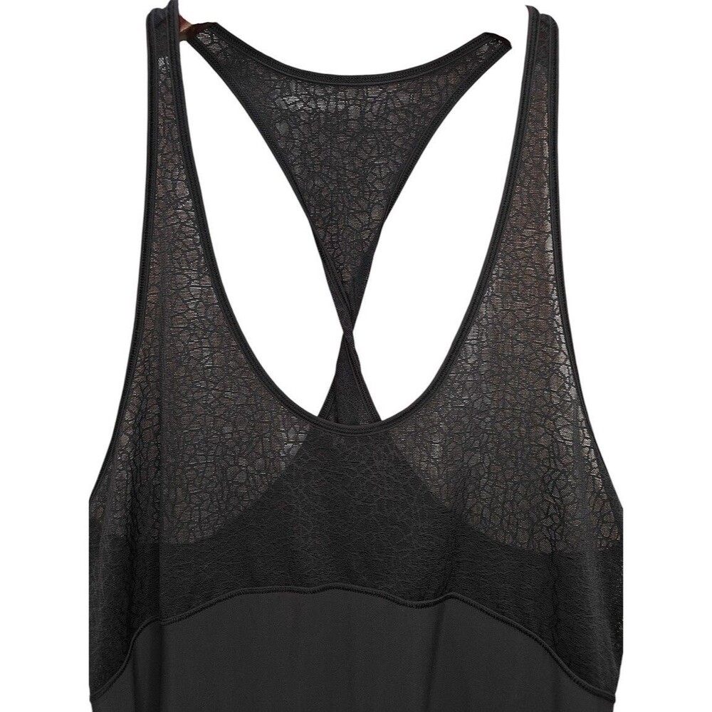 Lululemon Black Lace Racer back Tank Top Women’s Size S Mesh Yoga Gym Workout
